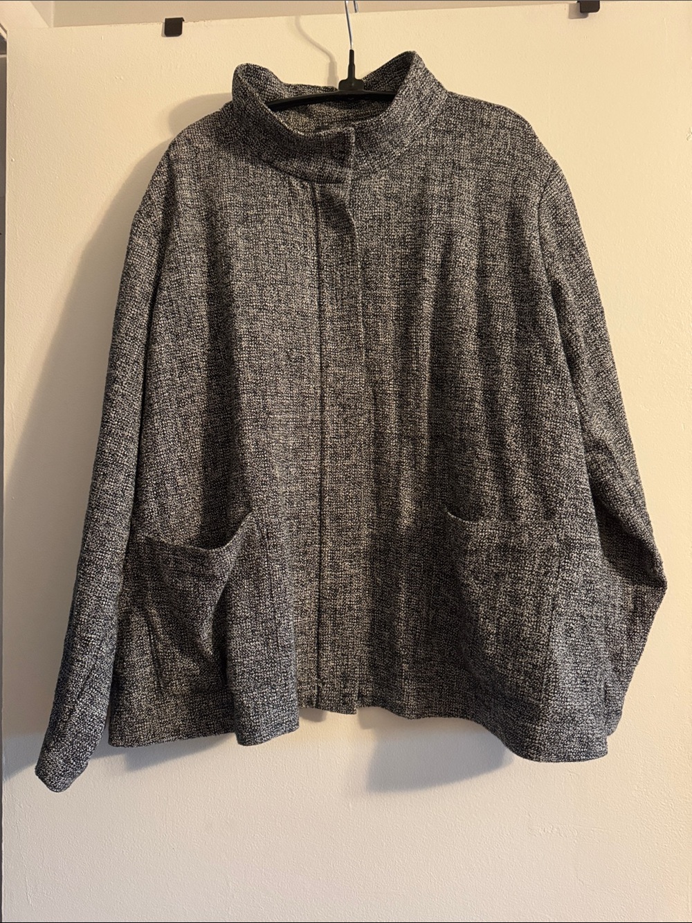 Eileen Fisher Stand Collar Tweed Jacket, XL